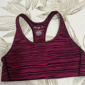 Emily B  Vibrant Pink Striped Sports Bra
